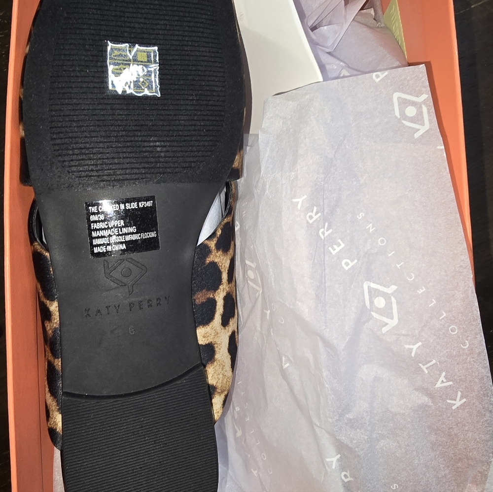 KATY PERRY Checked In Slide Leopard Print Satinsz 9 NIB‎ - Picture 5 of 5